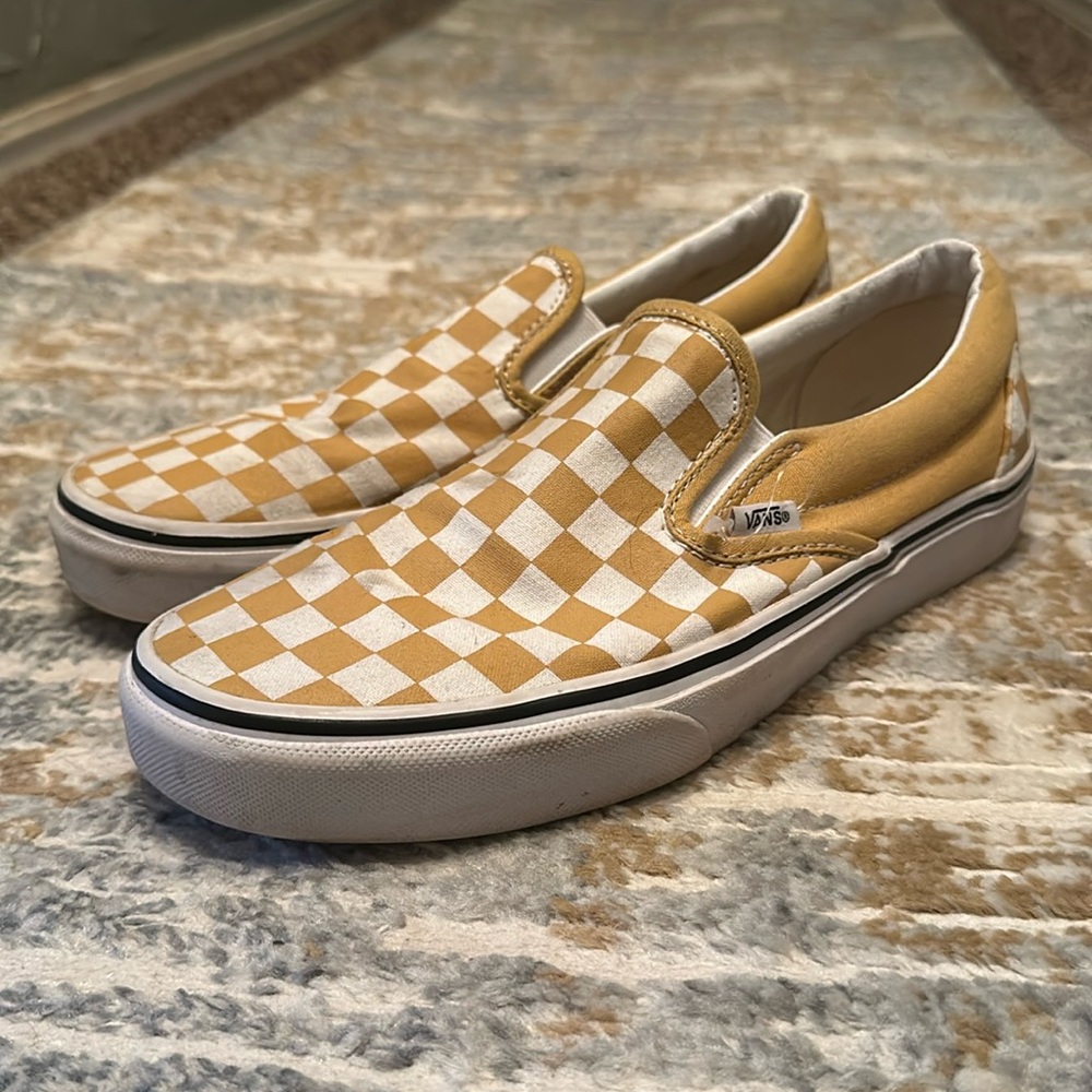 SOLD Classic Slip-On Checkerboard Vans - Yellow & White